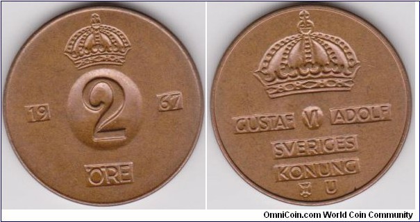1967 Sweden 2 Öre 