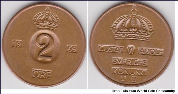 1969 Sweden 2 Öre 