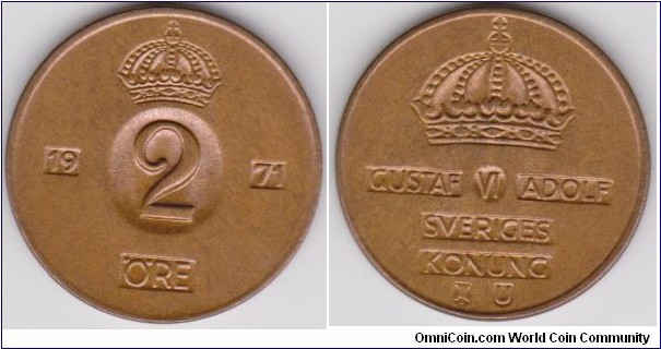 1971 Sweden 2 Öre 
