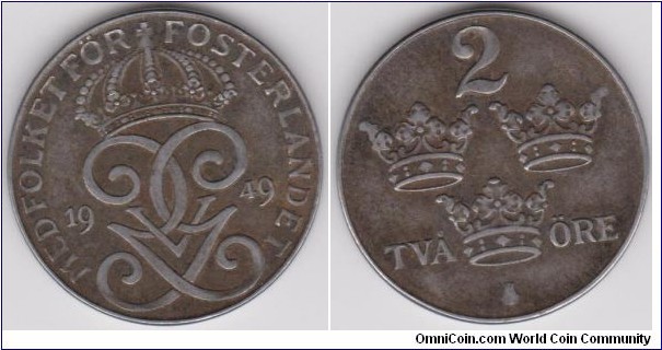 1949 Sweden 2 Öre 