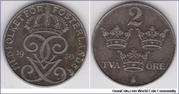 1950 Sweden 2 Öre 
