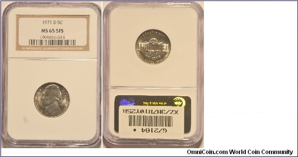 1971D Jefferson Nickel MS65FS