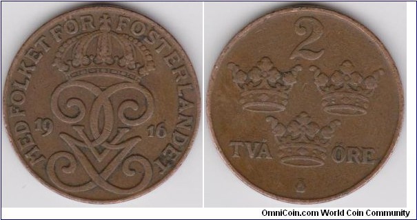 1916 Sweden 2 Öre 