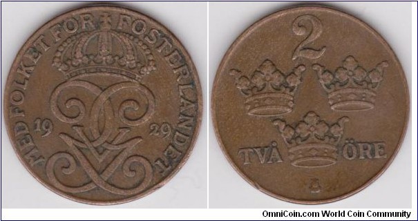 1929 Sweden 2 Öre 
