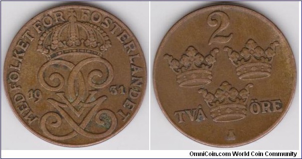 1931 Sweden 2 Öre 