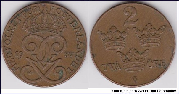 1937 Sweden 2 Öre 