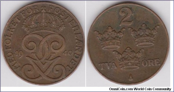 1940 Sweden 2 Öre 
