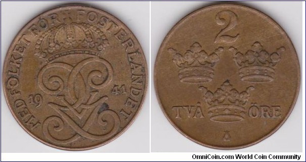 1941 Sweden 2 Öre 
