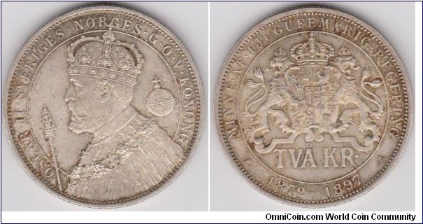 1897 2 Kronor Oscar II (1872-1907)