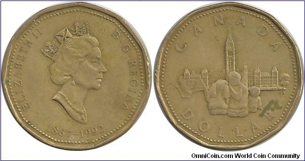 Canada 1 Dollar ND - 1867-1992, 125th year of Confederation