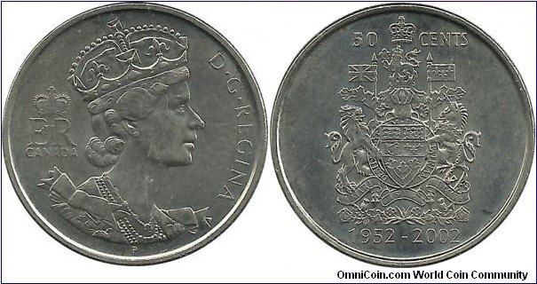 Canada 50 Cents 2002P-50th Year of Reign