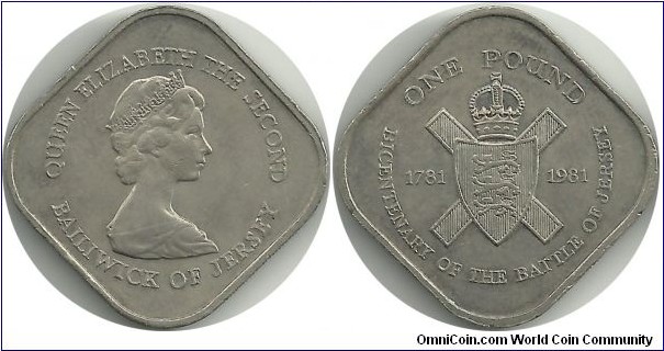 Jersey 1 Pound 1981 - Bicentenary of the battle of Jersey 