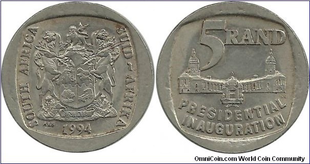 SouthAfrica 5 Rand 1994 - Nelson Mandela Presidental Inauguration