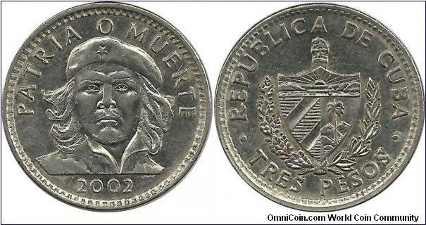 Cuba 3 Pesos 2002-Ernesto Che Guevara