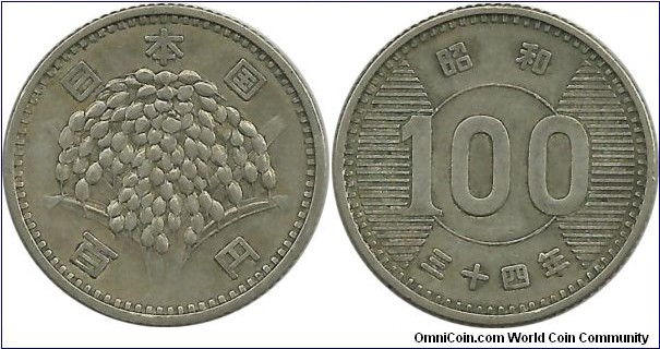Japan 100 Yen Showa-34 (1959)