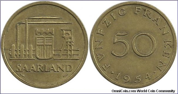 Saarland 50 Franken 1954