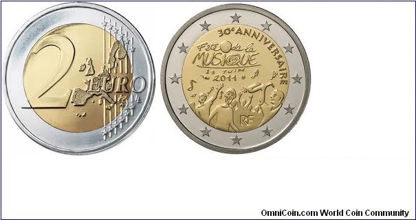 2euro Commemorative- 30th Anniversary of the Music Day (UNC)