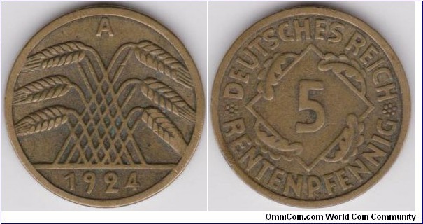 1924 A 5 Rentenphennig 