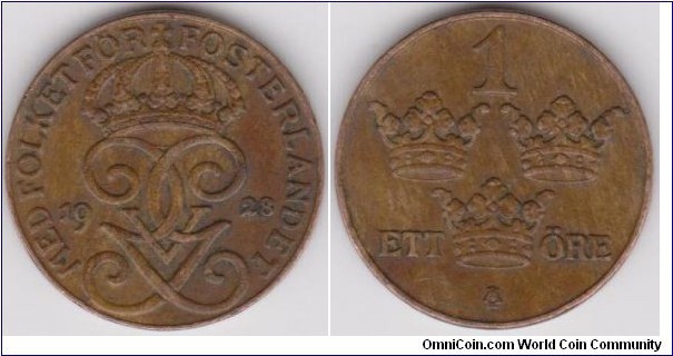 1928 Sweden 1 Öre 