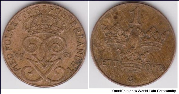 1931 Sweden 1 Öre 