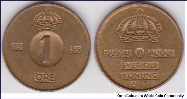 1955 Sweden 1 Öre