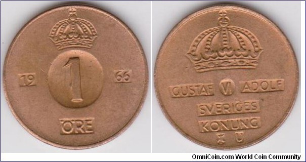 1966 Sweden 1 Öre