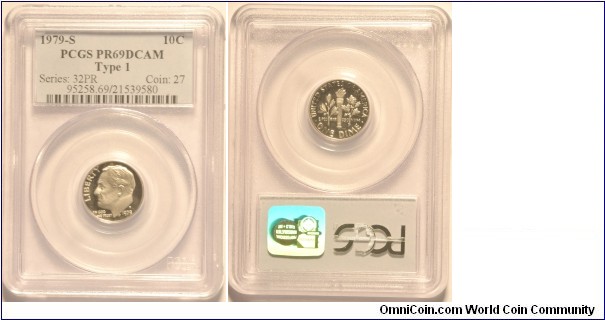 1979S Type 1 Roosevelt Dime - certified by PCGS PR69DCAM