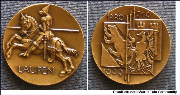 1969 Swiss Laupen Medal by PEKA. Bronze 33MM.

