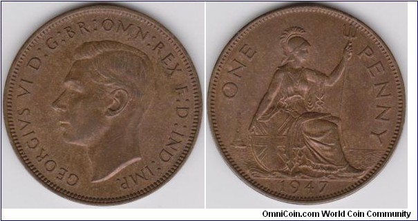 1947 Georgivs VI One Penny