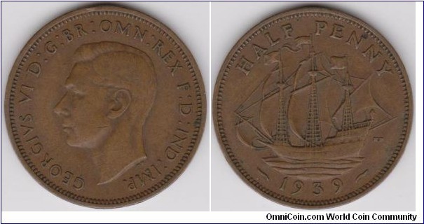 1939 Georgivs VI Half Penny