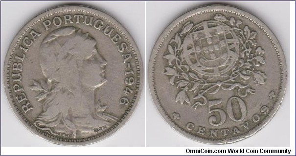 Portugal 1946 50 Centavos 