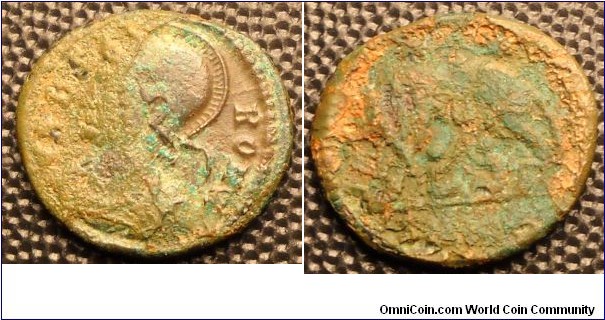 BEFORE CLEANING Constantine I AE3 Commemorative - Wolf and Twins