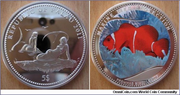 5 Dollars - Anemone fish - 25 g Ag .925 Proof - mintage 1,500
