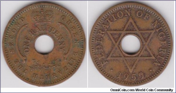 one half Penny Queen Elizabeth II  