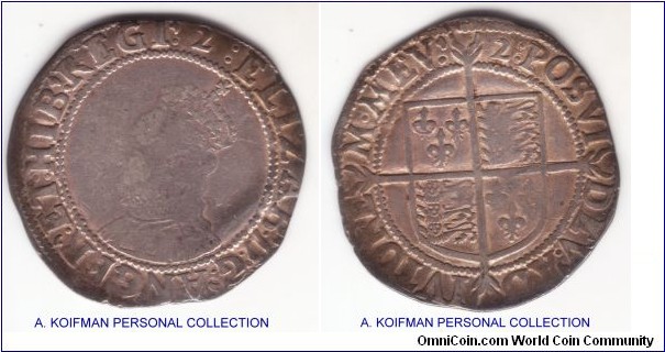 Great Britain Elizabeth I 6'th coinage (1600-1602) shilling, mint mark 2.