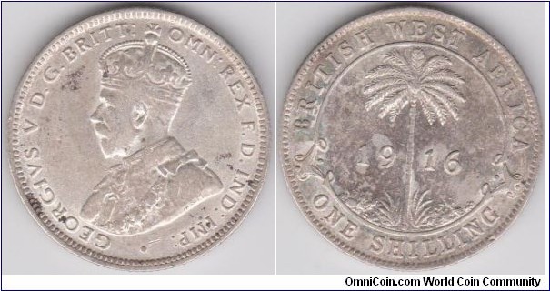 1 Shilling King George V British West Africa, Silver 