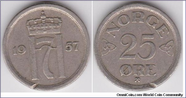 1957 Norway 25 Öre