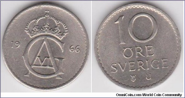 1966 Sweden 10 Öre