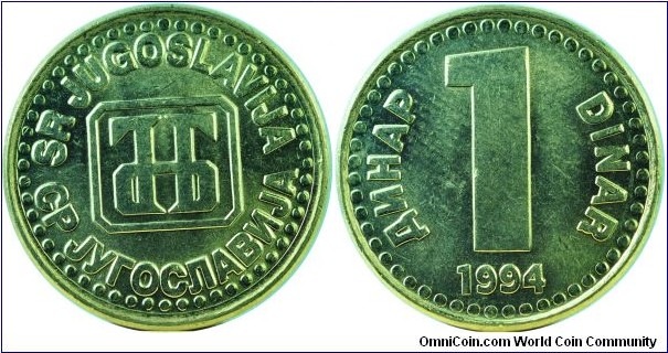 Yugoslavia1Dinar-km160-1994