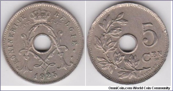 1925 Belgium 5 Centimes
