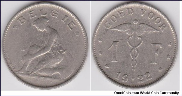 1922 Belgium 1 frank