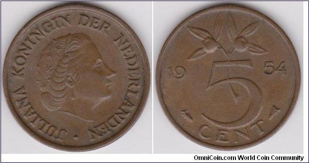 Nederland 1954 Five Cent