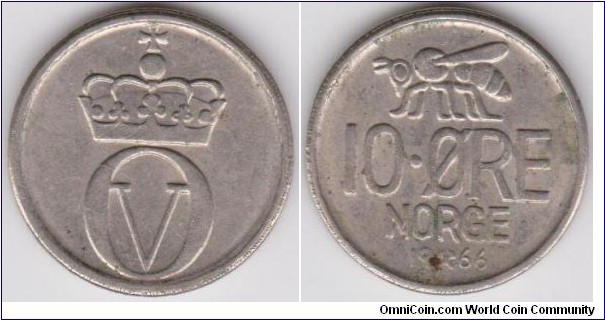 1966 Norway 10 Öre