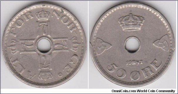 1947 Norway 50 Öre