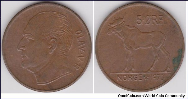 1973 Norway 5 Öre