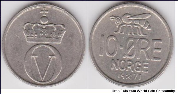 1971 Norway 10 Öre