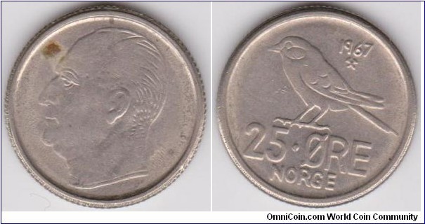 1967 Norway 25 Öre