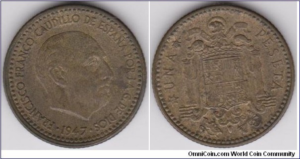 1947 Spain Franco Una Peseta