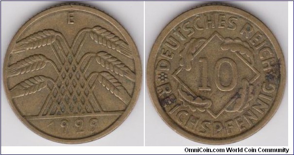 1929 E Germany 10 Phennig