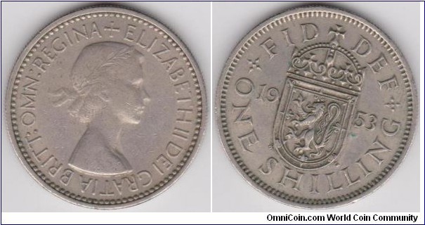 1953 Great Britain Elizabeth II 1 Shilling